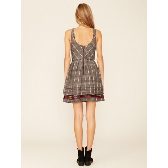 New Romantics X Free People Ikat Gray Plaid Skater Fit & Flare Casual Mini Dress - Picture 9 of 16